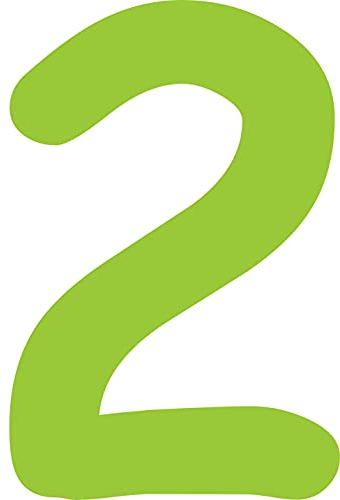 Kleckerliese Alphabet Zahlen Ziffern 30cm selbstklebende Aufkleber Wand Fenster Tür Boote Auto Kinderzimmer STICKER 2 - Höhe 30cm, Farbe Lindgrün