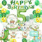 Dino Geburtstag Deko 5 Jahre, Dinosaurier Partygeschirr Set, Geburtstagsdeko 5 Jahre Junge, Dinosaurier Luftballons Pappteller Tassen Servietten Tischdecke für Party Kindergeburtstag Deko 16 Gäste