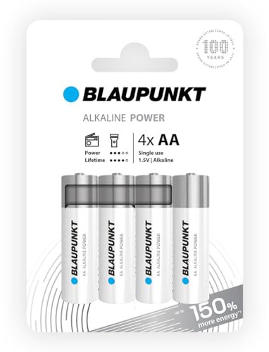 BLAUPUNKT AA batterie alcaline, confezione da 4, per gli orologi a parete e telecomandi TV, LR6BPO/4CP