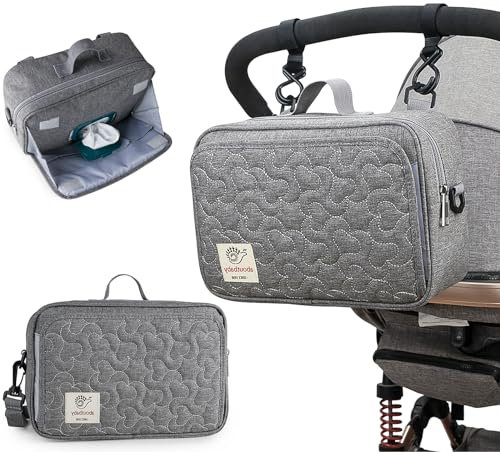 Bizcasa Multifunzione Borsa Organizer per Passeggino, Borsa Cambio Neonato, Impermeabile Borsa per Passeggino con Tracolla, Universale per Passeggino, Usato Come Borsa da Trasporto (Grigio)
