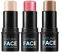 Stick Contouring Highlight, Bronze et Blush, un bâton de contour et de modelage professionnel facile à utiliser, qui crée une couverture, dure longtemps et résiste à l'eau (#1,3,4, moyen)