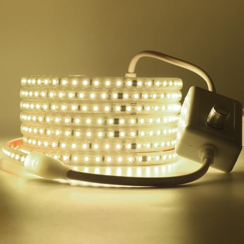 Wisada Dimmbar LED Streifen Selbstklebend, 6M 120LEDs/m 2835 SMD Flexible Superhell LED Band (Schnitt alle 10cm), Anschluss an AC220-240V Naturweiß LED Leuchtband für Party Weihnachten Deko