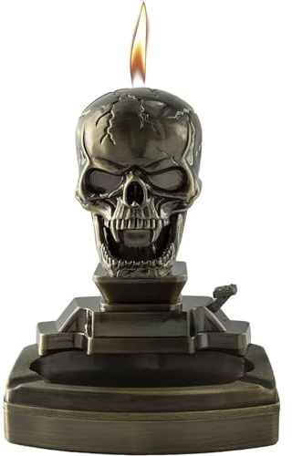 Totenkopf-Skelett-förmiges Zigarren-Desktop-Feuerzeug, 2-in-1-Aschenbecher-Feuerzeug, Metall-Vintage-Butan-Feuerzeug, multifunktionale Aschenbecher-Ornamente, Persönlichkeit, kreative Geschenke