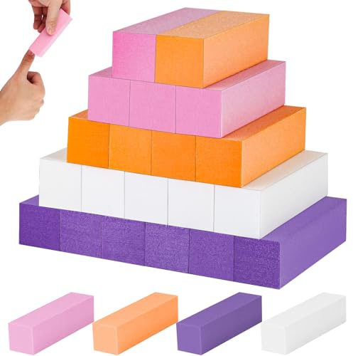 24 pezzi Buffer Unghie, 9,5 * 2,5 * 2,5 cm 120 Grana Buffer Unghie Professionale per Unghie, 4 Colori Buffer per Unghie, Mattoncino Unghie per Unghie Acriliche o In Gel Naturale