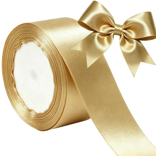 Gelb Satinband 40mm,Geschenkband Satinband 22 Meter Polyesterband, Gelb Schleifenband für Stoffband zum Basteln, Kuchenband, Haarschleife, Polyesterband, Hochzeitsauto-Band Geschenkverpackung