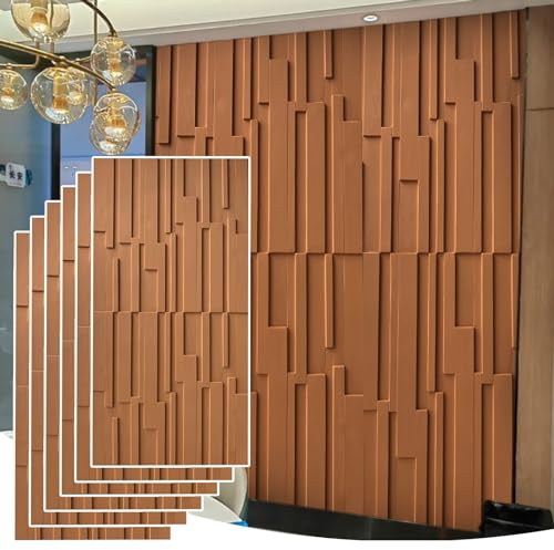 3d Wall Panels Fluted Design, 6pcs Interior Wall Décor Panels Accent Wall, PU Wall Covering Panels for Living Room Bedroom, 2X3.9ft Cover 46.Sq.Ft.(Brown)