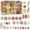 Alupssuc 96pcs 5-13cm Christmas Baubles Set, Forest Squirrel Shatterproof Plastic Gold Baubles for Christmas Tree Decorations, Holiday Party Decorations, with Hanging String, Antique Bronze Gold