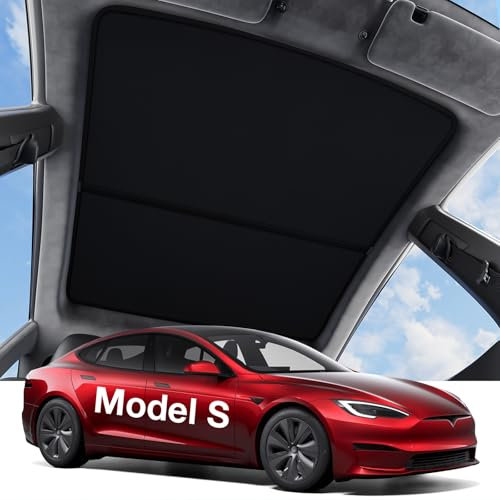 Wigoo Tesla Model S - Parasol para techo [nunca se cae, nano revestimientos de cristal de hielo] 3 generaciones, aislamiento térmico de vidrio, accesorios para Tesla Model S 2020~2025, interior Tesla