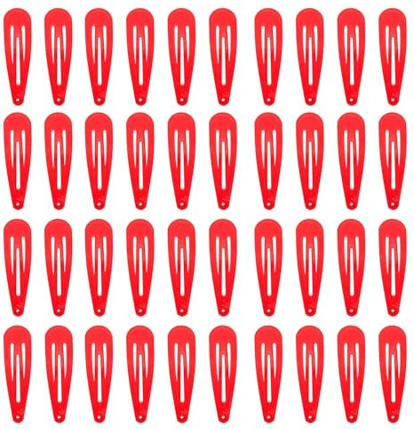 40 Stück Haarspangen Mädchen, 5cm Metall Snap Haarklammern für Frauen Haarschmuck (rot)