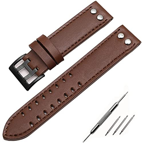 QGKWJP Uhrenarmbänder aus echtem Leder, 20/22 mm, für Hamilton Khaki Field Watch H760250 H77616533, Uhrenarmband, Knopfschnalle (-,-)