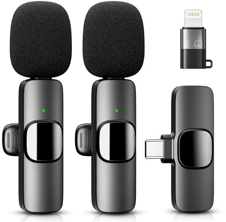 YRF Microfono Lavalier Wireless per iPhone Android iPad, mini microfono, 65FT Range, microfono wireless per la registrazione video, streaming, Podcast, Vlogging, Youtube, Tiktok
