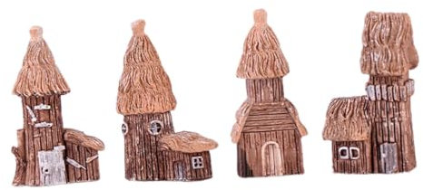 CIYODO 4stücke Miniatur-feenhaus Harzdekor Mikro-landschaftsornament Miniatur-hausdekor Modell Für Mini-gärten Blumentöpfe Partydekorationen