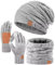 Winuesa Mütze, Schal & Handschuh-Sets für Damen Herren, Slouchy Beanie Mütze Herren Winter Strickmütze Touchscreen Handschuhe Schal Halswärmer Schlauchschal Geschenk set(Grau)