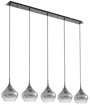 Lucande Pendelleuchte Jarven (Modern) in Alu aus Glas (5 flammig, E27) - Hängelampe Esstischlampe Hängeleuchte Wohnzimmerleuchte