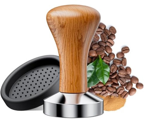 NEUTYPECHIC Tamper 51mm Abnehmbares Design, Espresso Tamper mit Silikonpad, Kaffee Tamper Massiver Holzgriff, Hochwertiges Metall Kaffeestampfer Robust für Kaffeeliebhaber, Cafés, Küche, Büro