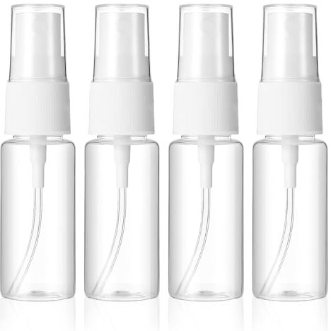 Giantree 4 Stück Transparente 20ml Mini Sprühflaschen, Kunststoff Sprayflasche Leer für Reise Kosmetik Reinigung Körperpflege