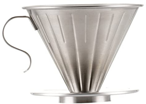 Sosoport Cafetera Con Filtro De Acero Inoxidable 1-2 Tazas Embudo Para Café Reutilizable Filtro Permanente Soporte Independiente Para Uso Doméstico y Oficina