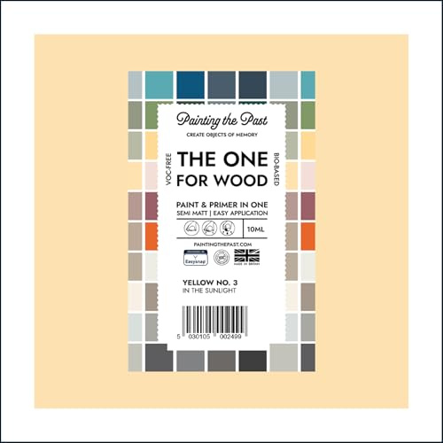 The One for Wood Paint & Primer 10ml (Sample) Yellow No. 3 In the Sunlight | Semi Matt Finish, Bio-Based & VOC-Free Formula for Wooden Furniture & Surfaces | Durable & Easy Indoor Home Decorating