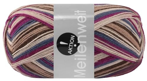 LANA GROSSA Meilenweit 100 Aktion | Sockenklassiker, bedruckt und waschmaschinenfest | Handstrickgarn aus 75% Schurwolle & 25% Polyamid | 100g Wolle zum Stricken & Häkeln | 420m Garn FB 3026