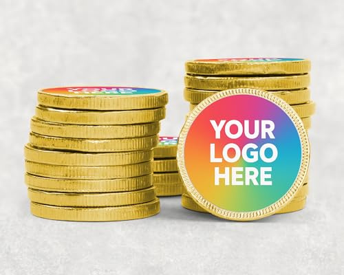 Personalised Chocolate Coins with Own Logo Custom Branded Gold Foil Coins for Corporate Events & Giveaways with Logo - Coin 40