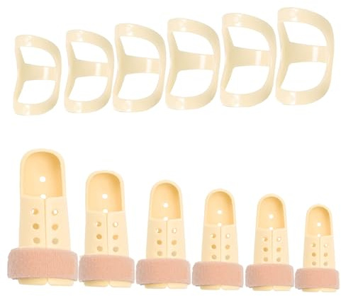 FOSLXIN 12-Teiliges Set Fingerschiene, Verstellbar Hammer Finger Schutz Ovale Fingerschiene zum Gebrochen Finger der Arthritis Knuckle Immobilisierung, 2 Modelle in 6 Größen (Mehrfarbig)