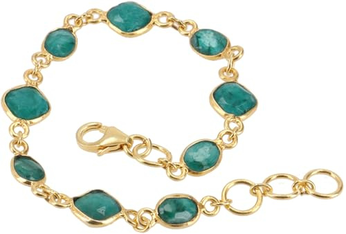 GURU SHOP Indisches Boho Armband, vergoldetes Sterling Silber mit Steinen