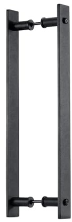 Générique Porte vitrée double poignée large, simple tube carré noir, boutique extérieure, grange apparente, coulissante en bois(Gold,Hole distance 300mm)