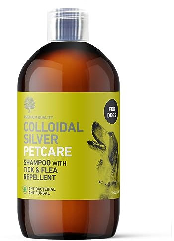 Nature’s Greatest Secret Colloidal Silver Dog Shampoo – Tick & Flea Repellent with Neem, Cedarwood & Lemongrass – Natural, Vegan – 500 ml