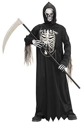W WIDMANN MILANO Party Fashion - Sensenmann Kostüm Kinder | 2-teilig mit Robe und Kapuzenmaske, Grim Reaper für Halloween, Karneval und Mottoparty