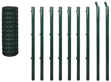vidaXL Eurozaun-Set Maschendrahtzaun Gartenzaun Drahtzaun 10 x 1,5 m Stahl Grün