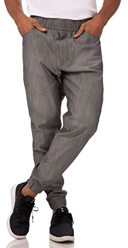 Chef Works Pantalones de Chef Jogger 257 para Hombre, Negro y Blanco (Black & White Stripe), Medium