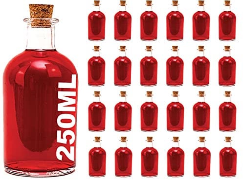 casavetro Bottigliette Vetro con Tappo Sughero - 250 ml - Bottiglia Vuota in Vetro per Vino, Liquore, Acqua, Succo di Frutta, Conserve, Latte, Olio, Birra, Vino, Estratti, Amari (24 x 250 ml)