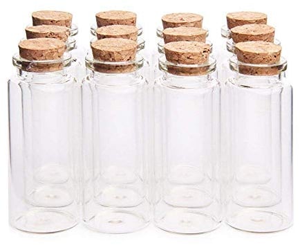 Danmu Art 30 ml 1.18 x 2.76 pack of 36 Mini Glasflaschen Gläser mit Holz Korkverschluss