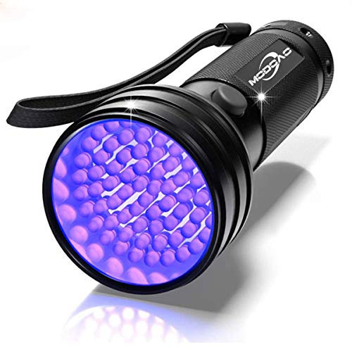 MODOAO Lampe de poche UV Lumière noire Détecteur UV pour chien/chat/animal domestique Détection des taches sèches sur tapis/tapis/sol (lot de 1, 9 LED)