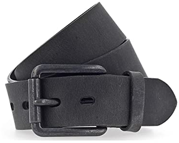 Vanzetti Gürtel, Unisex Ledergürtel, gewachst, 40 mm breit, schwarz, 80 cm