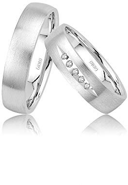 GIORO Gela Eheringe Trauringe Hochzeitsringe massiv Weißgold *handgefasste Brillanten* Paarpreis Echtes Gold (8 Karat (333) Weißgold)