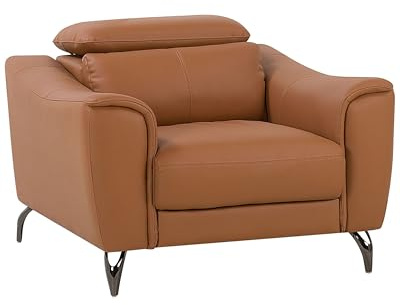 Beliani Sessel Ledersessel Goldbraun mit Kopfstütze moderner Wohnzimmersessel Narwik