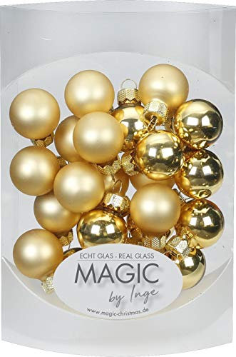 MAGIC 25 STK. Weihnachtskugel 2cm Glas Weihnachtsschmuck Weihnachtsdeko Deko Box Farbe: Inkagold Glanz/matt