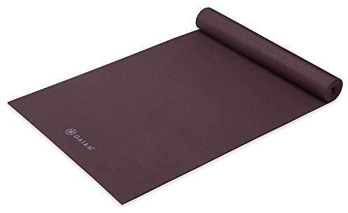 Gaiam Yogamatte, einfarbig, rutschfest, für alle Arten von Yoga, Pilates und Bodentraining, Wild Aubergine, 5 mm