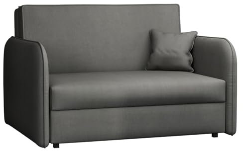 Mirjan24 Sofa Viva Loft II mit Schlaffunktion, Couch 2 Sitzer Polstersofa mit Bettkasten inkl. Kissen, Sofagarnitur, Schlafsofa, Bettsofa, Wohnlandschaft, Farbauswahl (Mono 246)