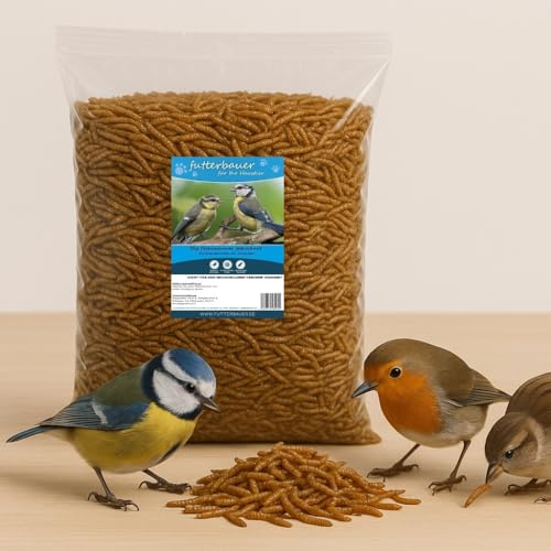 5 kg Getrocknete Mehlwürmer Futterbauer – 100% Naturfutter für Wildvögel & Igel | Proteinreiches Premiumfutter ohne Zusätze