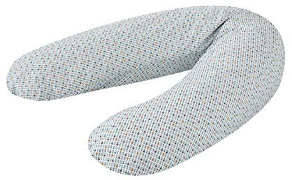 Träumeland T040129 Stillkissen & Schwangerschaftskissen mit Baumwollbezug und feiner, geräuscharmer Füllung - Design: Geo mix, 190 cm, mehrfarbig