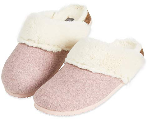 DUNLOP Zapatillas Mujer, Zapatillas Casa Mujer con Forro Polar, Pantuflas Mujer Suela de Goma Antideslizante (Rosa, Numeric_39)