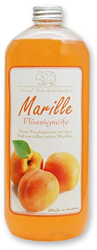 Florex Flüssigseife mit Schafmilch Marille purer Fruchtgenuss von süßen reifen Marillen 1 Liter Flasche Nachfüller