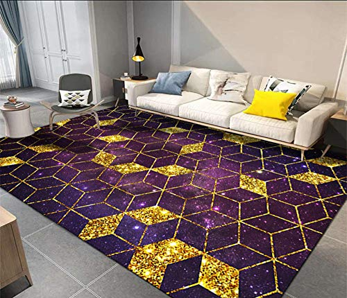 YQZS Teppich Schlafzimmer Teppich Orientteppich Lila Gold Kariert Couchtisch Teppich Schlafzimmer Teppich Wohnzimmer ,60X100Cm(23X39Inch)