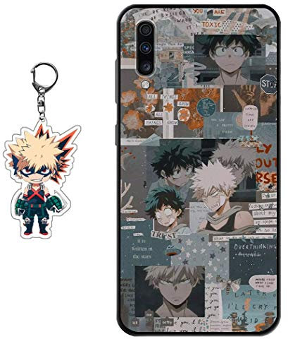Staremeplz Hülle für Samsung Galaxy A70 Anime Handyhülle [Mit Schlüsselbund] Cartoons Silikon Sanft Bumper Case Hülle für Samsung Galaxy A70