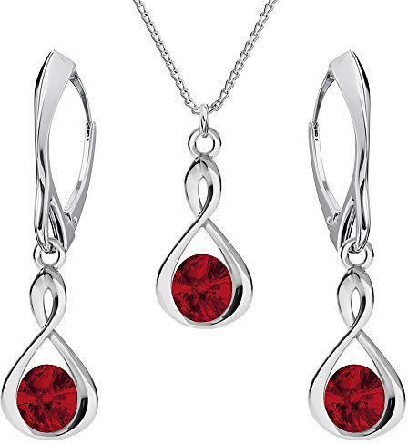 PANDA LUXURY JEWELLERY Schmuckset für Damen Unendlichkeit Ohrringe Silber 925 Hängend Kette mit Anhänger Schmuck Set für Sie mit Kristallen Infinity Halskette Mädchen Geschenk