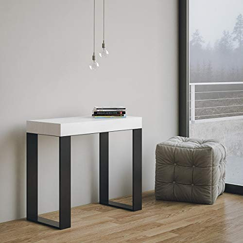 IMAGO FACTORY Tekna Premium – Ausziehbare Konsole, Ausziehbarer Tisch Bis Zu 300 cm, Esszimmertische B. 90 x H. 77 x T. 40, Platzsparende Konsole in Weiße Aschefarbe, Hergestellt in Italien