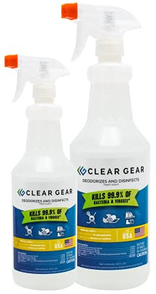 Clear Gear Gym Disinfectant, Yoga Mat Cleaner 16 Oz and 32 Oz Spray Bottles