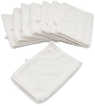 YSN Home Collection - Lot de 8 gants de toilette en microfibre moelleuse 16 x 21 cm - Blancs